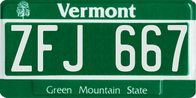 VT license plate ZFJ667