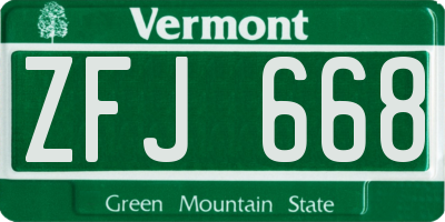VT license plate ZFJ668