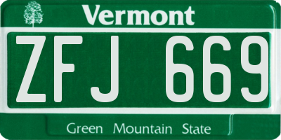 VT license plate ZFJ669