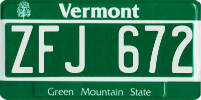 VT license plate ZFJ672