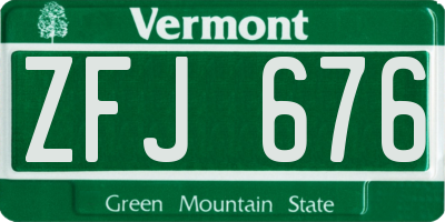 VT license plate ZFJ676