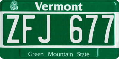 VT license plate ZFJ677