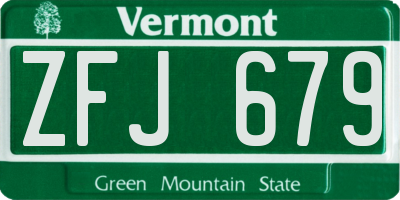 VT license plate ZFJ679