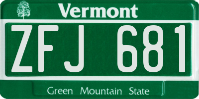 VT license plate ZFJ681