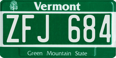 VT license plate ZFJ684