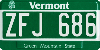 VT license plate ZFJ686