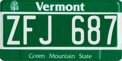 VT license plate ZFJ687