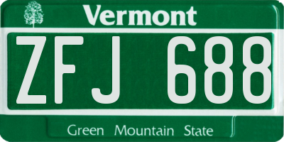 VT license plate ZFJ688