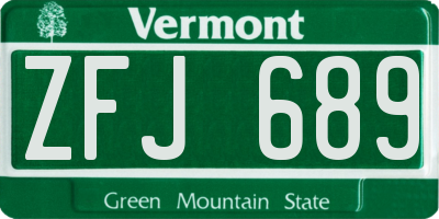 VT license plate ZFJ689