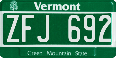 VT license plate ZFJ692