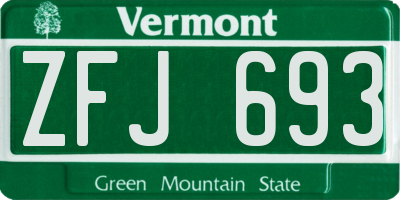 VT license plate ZFJ693