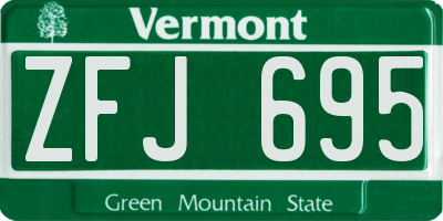 VT license plate ZFJ695