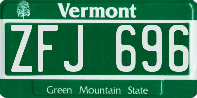VT license plate ZFJ696