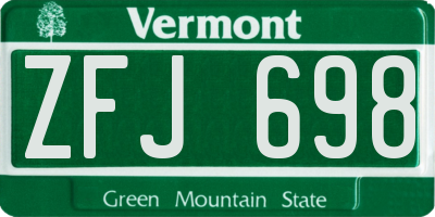 VT license plate ZFJ698