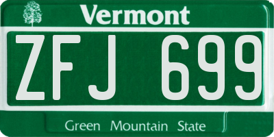 VT license plate ZFJ699