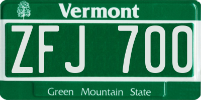 VT license plate ZFJ700