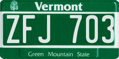 VT license plate ZFJ703