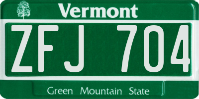 VT license plate ZFJ704