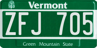 VT license plate ZFJ705