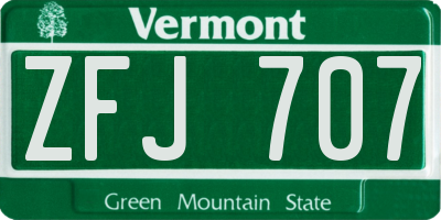 VT license plate ZFJ707