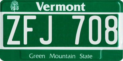VT license plate ZFJ708