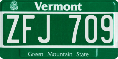 VT license plate ZFJ709
