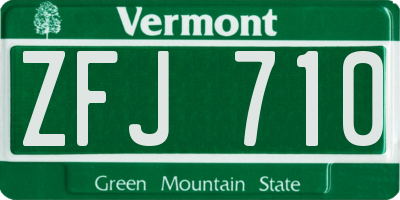 VT license plate ZFJ710