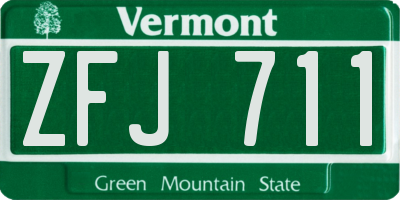VT license plate ZFJ711