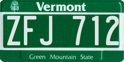 VT license plate ZFJ712