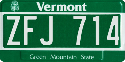 VT license plate ZFJ714