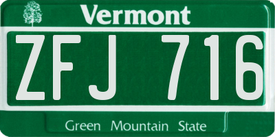 VT license plate ZFJ716