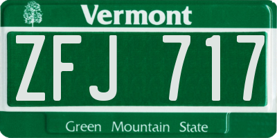 VT license plate ZFJ717