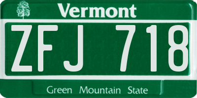 VT license plate ZFJ718