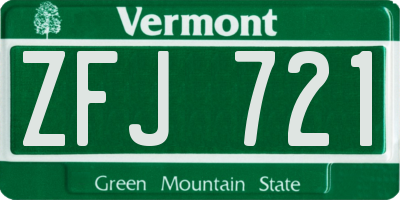 VT license plate ZFJ721