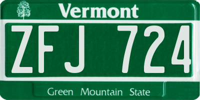 VT license plate ZFJ724