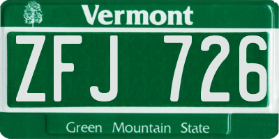 VT license plate ZFJ726