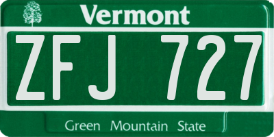 VT license plate ZFJ727