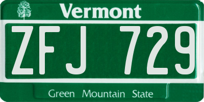 VT license plate ZFJ729