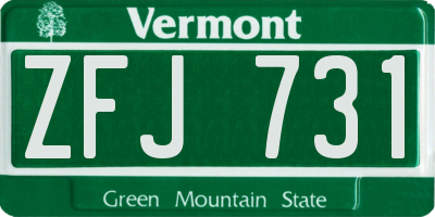 VT license plate ZFJ731