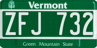 VT license plate ZFJ732