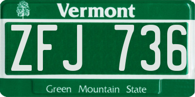 VT license plate ZFJ736