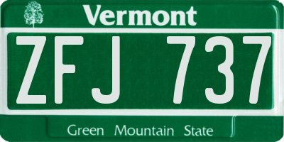 VT license plate ZFJ737