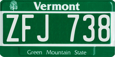 VT license plate ZFJ738