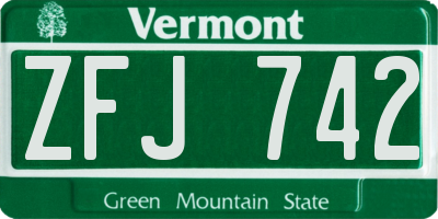 VT license plate ZFJ742