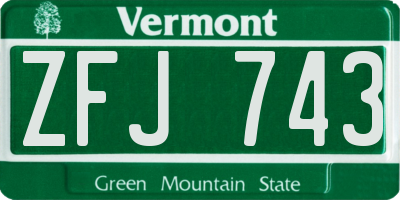 VT license plate ZFJ743