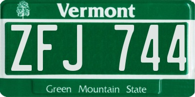 VT license plate ZFJ744