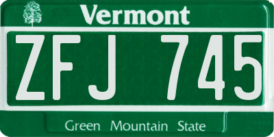 VT license plate ZFJ745