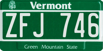VT license plate ZFJ746