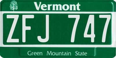 VT license plate ZFJ747