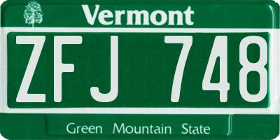 VT license plate ZFJ748